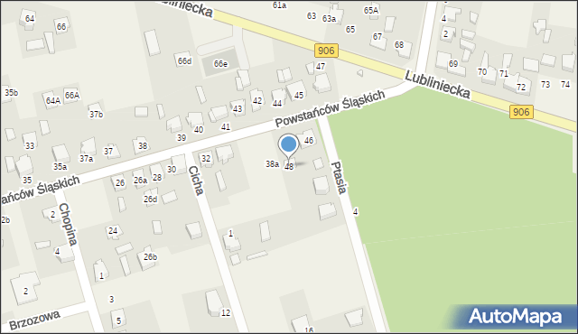 Strzebiń, Powstańców Śląskich, 48, mapa Strzebiń