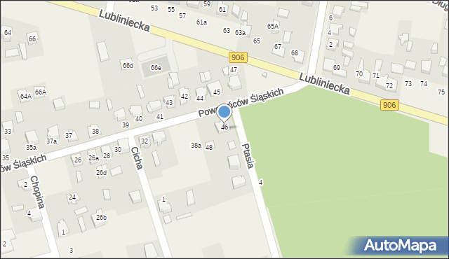 Strzebiń, Powstańców Śląskich, 50, mapa Strzebiń