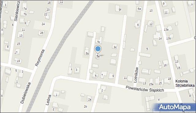 Strzebiń, Powstańców Śląskich, 5a, mapa Strzebiń