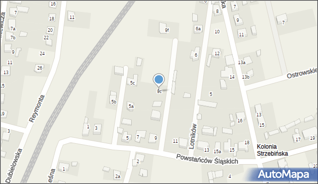 Strzebiń, Powstańców Śląskich, 9c, mapa Strzebiń