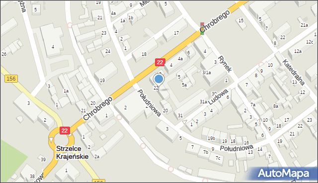 Strzelce Krajeńskie, Południowa, 22a, mapa Strzelce Krajeńskie