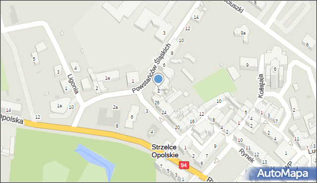 Strzelce Opolskie, Powstańców Śląskich, 2, mapa Strzelce Opolskie