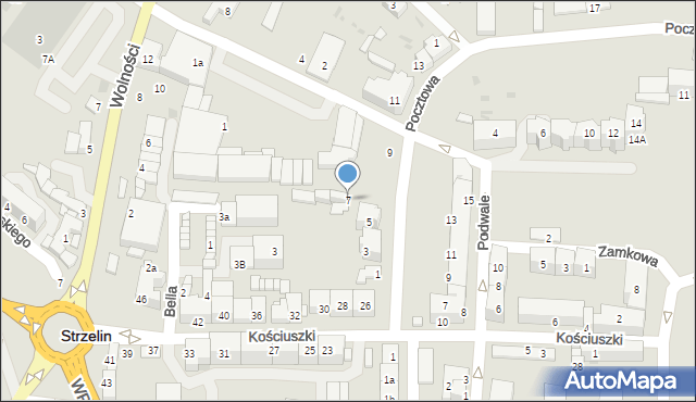 Strzelin, Pocztowa, 7, mapa Strzelin