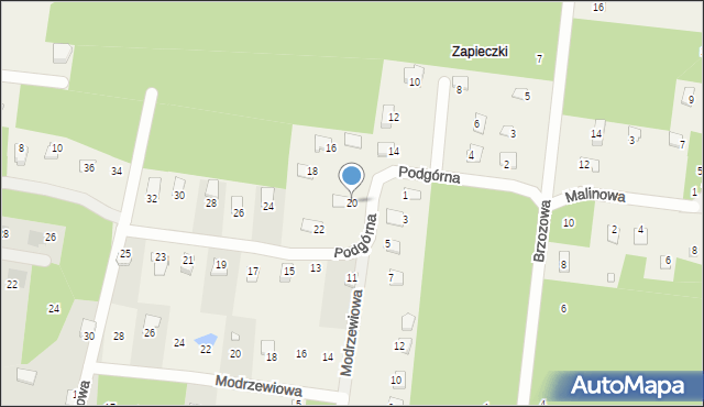 Studzianki, Podgórna, 20, mapa Studzianki