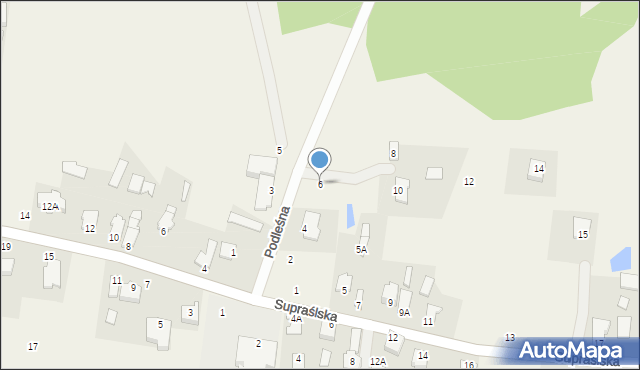 Studzianki, Podleśna, 6, mapa Studzianki