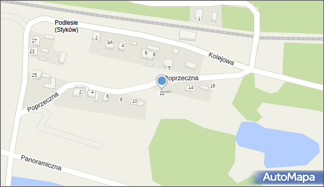 Styków, Poprzeczna, 12, mapa Styków