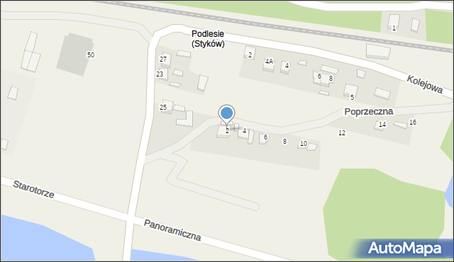 Styków, Poprzeczna, 2, mapa Styków