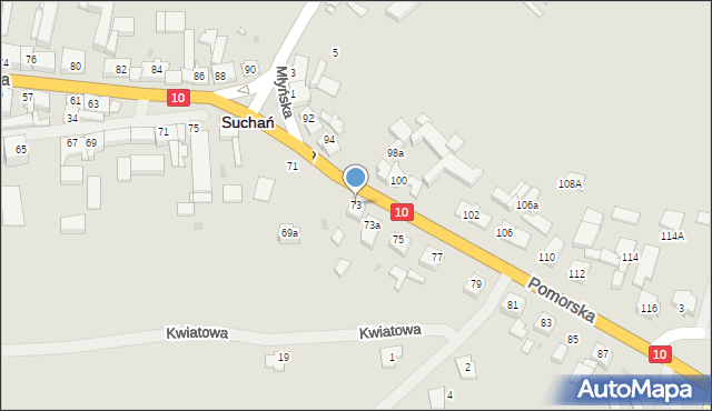 Suchań, Pomorska, 73, mapa Suchań