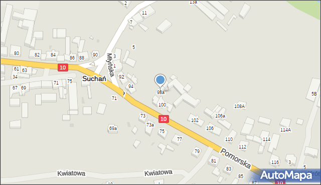 Suchań, Pomorska, 98a, mapa Suchań