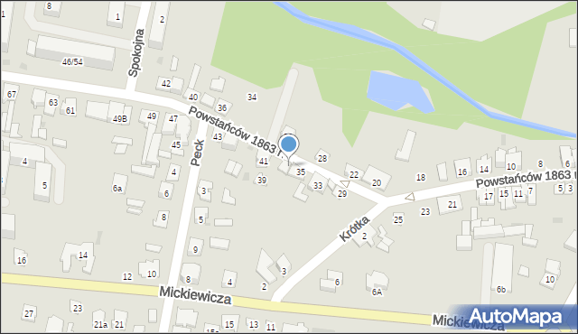 Suchedniów, Powstańców 1863 r., 37, mapa Suchedniów