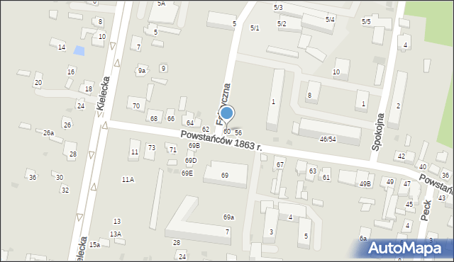 Suchedniów, Powstańców 1863 r., 60, mapa Suchedniów