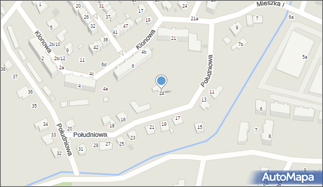 Sulechów, Południowa, 14, mapa Sulechów