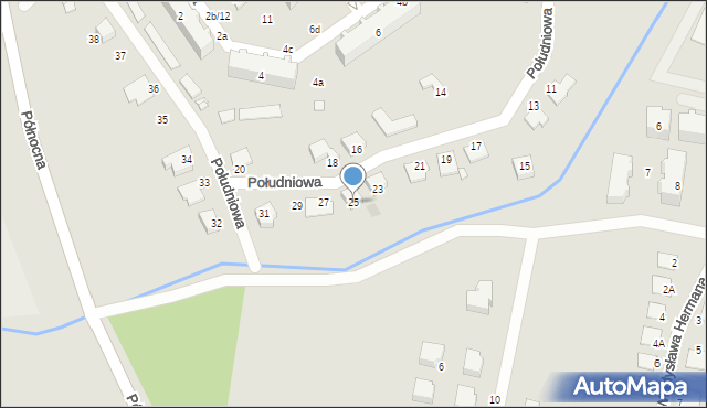 Sulechów, Południowa, 25, mapa Sulechów