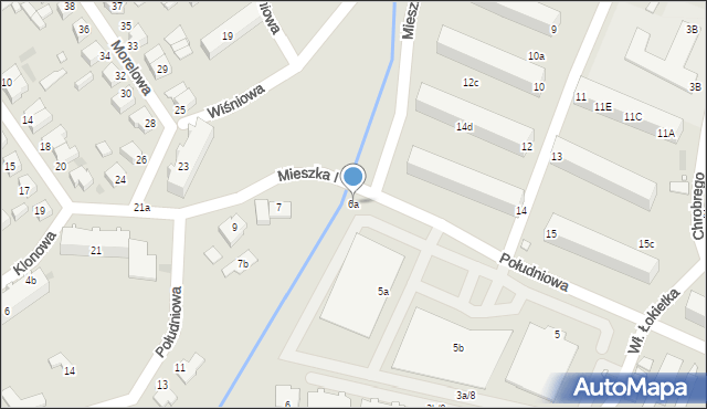 Sulechów, Południowa, 6a, mapa Sulechów