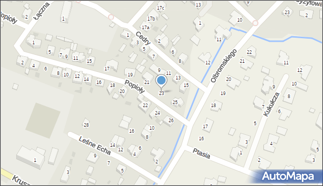 Sulechów, Popioły, 23, mapa Sulechów