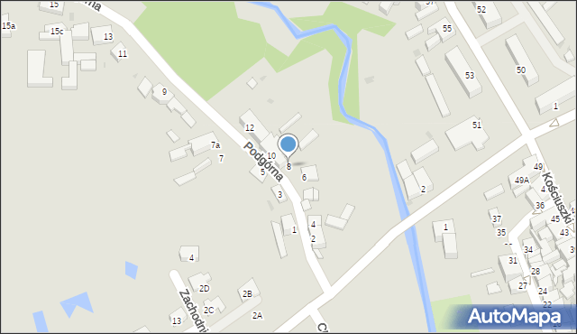 Sulęcin, Podgórna, 8, mapa Sulęcin