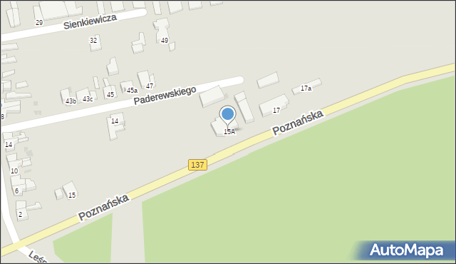Sulęcin, Poznańska, 15A, mapa Sulęcin