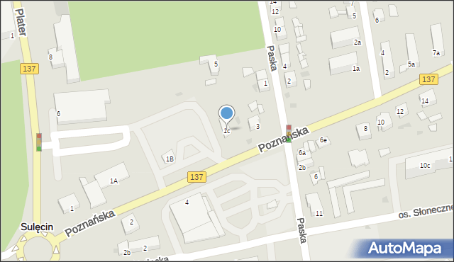 Sulęcin, Poznańska, 1c, mapa Sulęcin