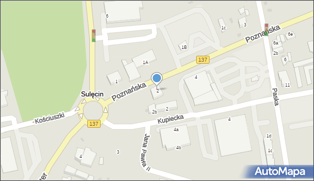 Sulęcin, Poznańska, 2, mapa Sulęcin