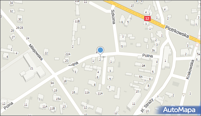 Sulejów, Polna, 5, mapa Sulejów