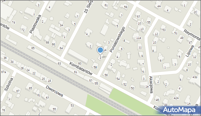 Sulejówek, Poniatowskiego, 1, mapa Sulejówek