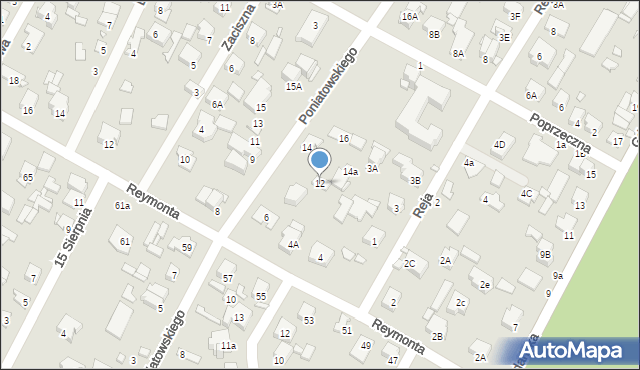 Sulejówek, Poniatowskiego, 12, mapa Sulejówek