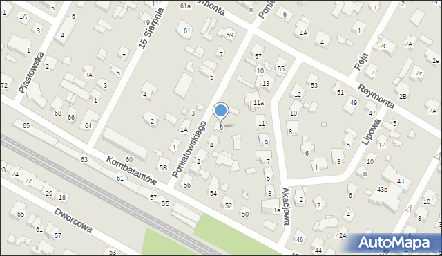 Sulejówek, Poniatowskiego, 6, mapa Sulejówek