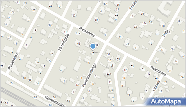 Sulejówek, Poniatowskiego, 7, mapa Sulejówek