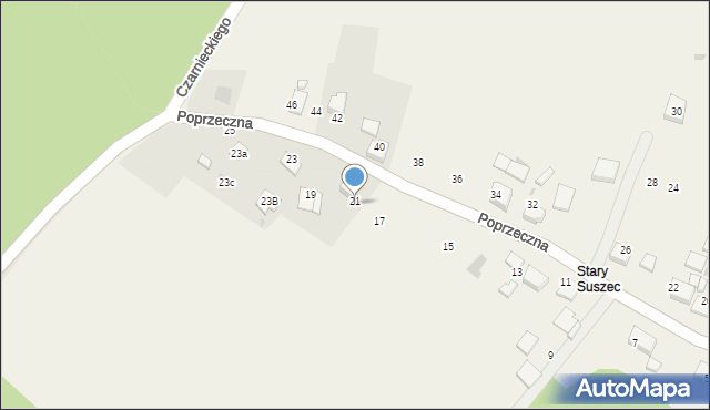 Suszec, Poprzeczna, 21, mapa Suszec