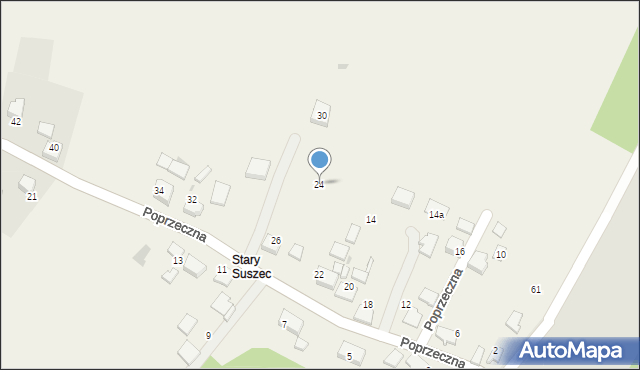 Suszec, Poprzeczna, 24, mapa Suszec