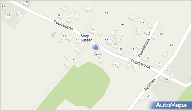 Suszec, Poprzeczna, 7, mapa Suszec