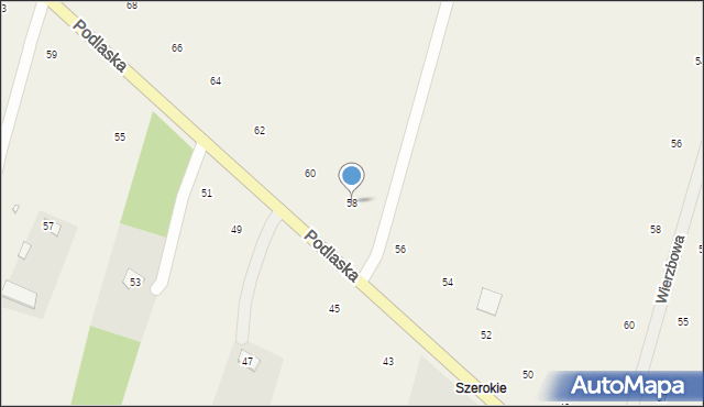 Suszno, Podlaska, 58, mapa Suszno