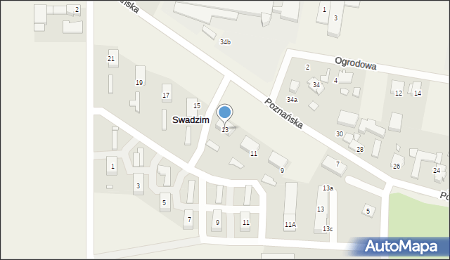 Swadzim, Poznańska, 13, mapa Swadzim