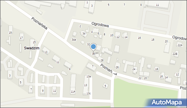 Swadzim, Poznańska, 30, mapa Swadzim