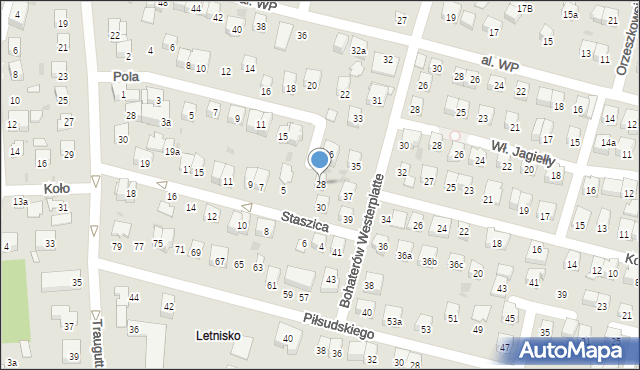 Świdnik, Pola Wincentego, 28, mapa Świdnika