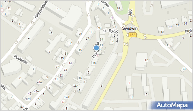 Świdwin, Podgórna, 11, mapa Świdwin