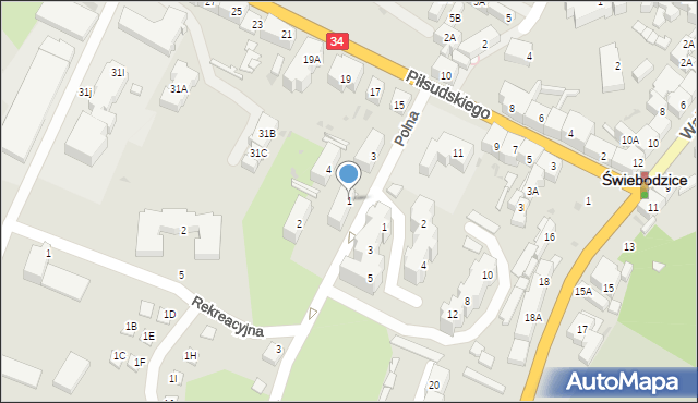 Świebodzice, Polna, 1, mapa Świebodzice