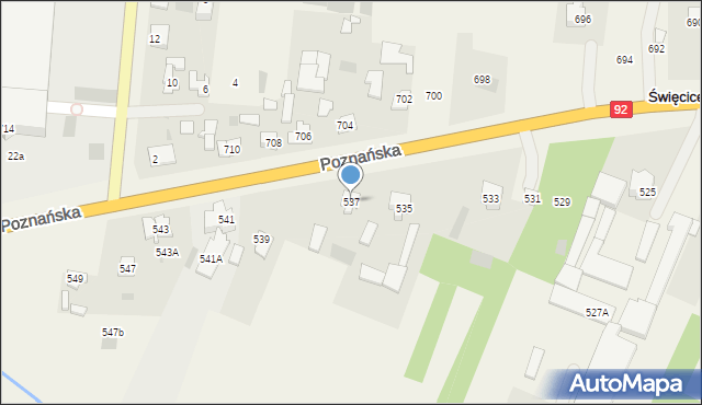 Święcice, Poznańska, 537, mapa Święcice