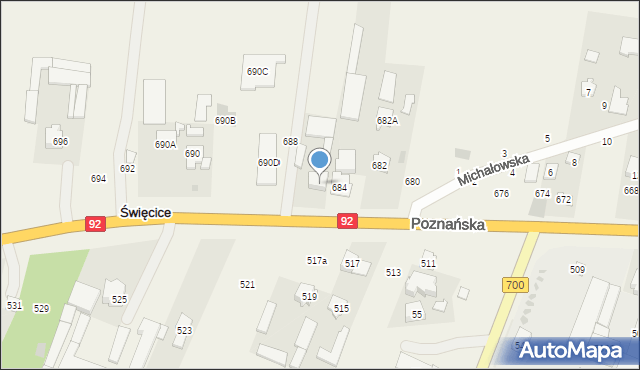 Święcice, Poznańska, 686, mapa Święcice