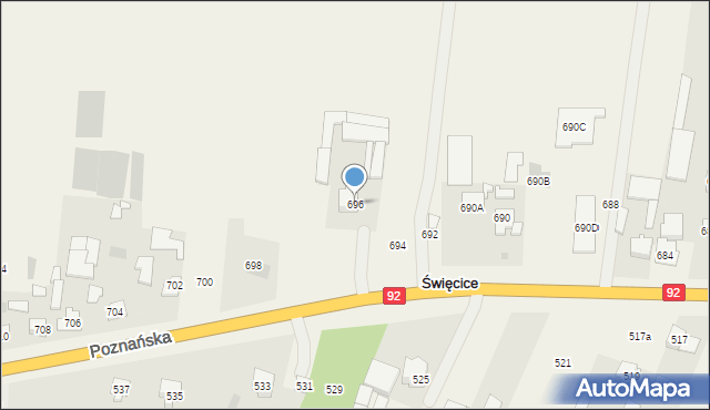 Święcice, Poznańska, 696, mapa Święcice