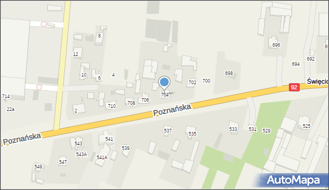Święcice, Poznańska, 704, mapa Święcice