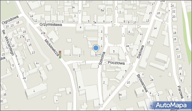 Świecie, Pocztowa, 3, mapa Świecie