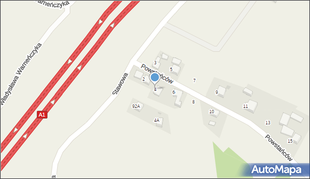 Świerklany, Powstańców, 4, mapa Świerklany