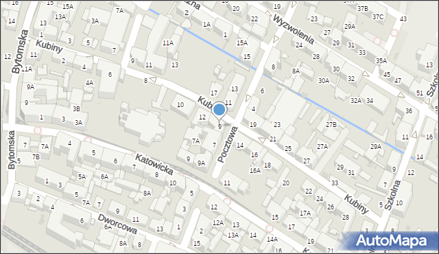 Świętochłowice, Pocztowa, 9, mapa Świętochłowice