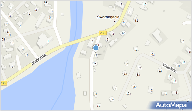 Swornegacie, Podgórna, 3, mapa Swornegacie