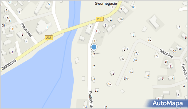 Swornegacie, Podgórna, 5, mapa Swornegacie
