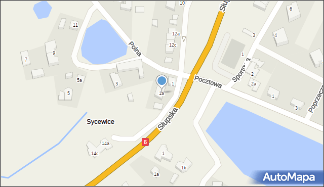 Sycewice, Polna, 1a, mapa Sycewice