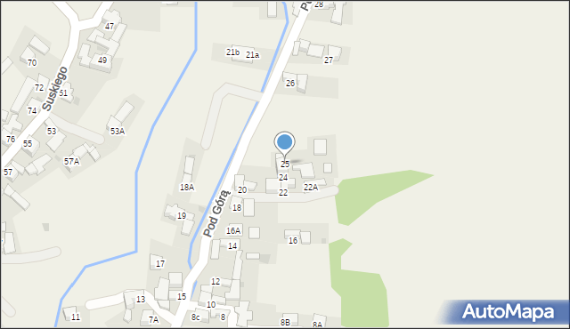 Szaflary, Pod Górą, 25, mapa Szaflary