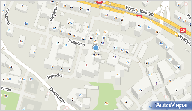 Szczecin, Podgórna, 22/23, mapa Szczecina