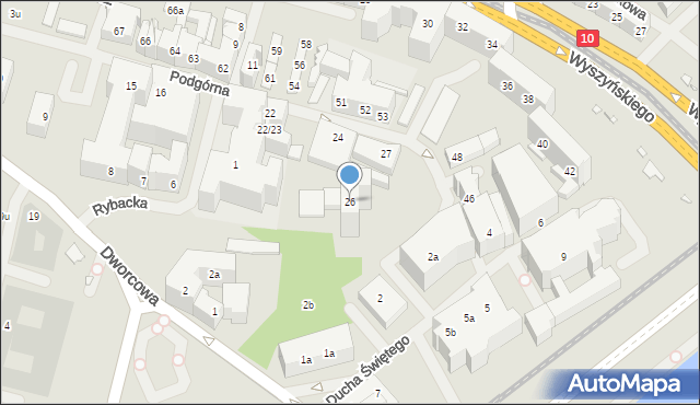 Szczecin, Podgórna, 26, mapa Szczecina